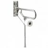 AKW Fold-Up Toilet Support Grab Rail with Adjustable Leg - Stainless Steel