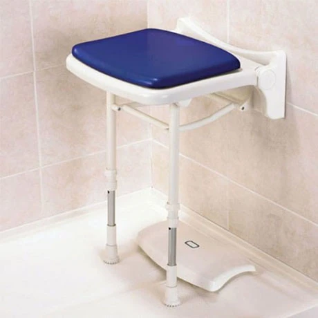 AKW 2000 Series Compact Fold-Up Shower Seat with Pad - Blue 1 AKW 2000 Series Compact Fold-Up Shower Seat with Pad - Blue