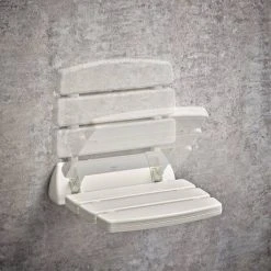 Mira Folding Wall Mounted Shower Seat - White - 2.1536.128 8 Mira Folding Wall Mounted Shower Seat - White - 2.1536.128 -Assisted Living Bathrooms Store 2.1536.128 A3 460