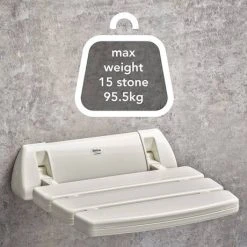 Mira Folding Wall Mounted Shower Seat - White - 2.1536.128 10 Mira Folding Wall Mounted Shower Seat - White - 2.1536.128 -Assisted Living Bathrooms Store 2.1536.128 A5 460