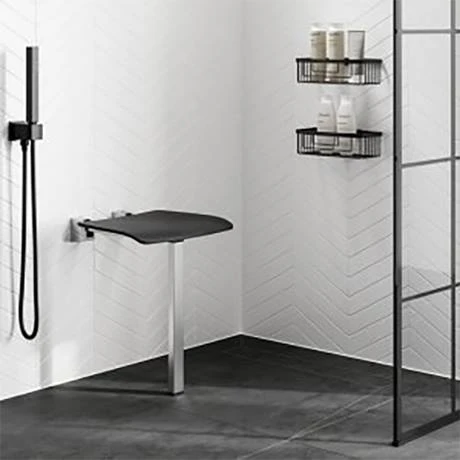 HiB Dark Grey Shower Seat with Support Leg - ACSSDAG01 4 HiB Dark Grey Shower Seat with Support Leg - ACSSDAG01 - Image 4