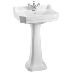 Burlington Edwardian Medium Basin and Regal Pedestal - Various Tap Hole Options