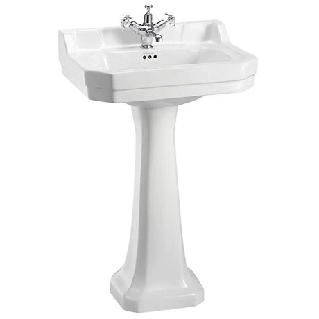Burlington Edwardian Medium Basin and Regal Pedestal - Various Tap Hole Options 1 Burlington Edwardian Medium Basin and Regal Pedestal - Various Tap Hole Options