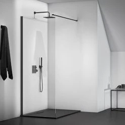 Ideal Standard Connect 2 Silk Black 900mm Wetroom Panel + Straight Bracing Bracket