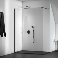 Ideal Standard Connect 2 Silk Black 1000mm Wetroom Panel + Straight Bracing Bracket