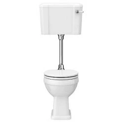 Milton Traditional Comfort Height Mid-Level Toilet + White Soft Close Seat -Assisted Living Bathrooms Store MMLWT d2 460