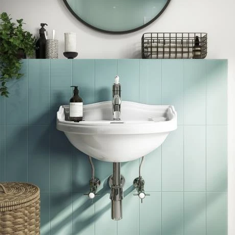 Milton 500 x 385 Traditional Wall Hung Basin (1 Tap Hole) 2 Milton 500 x 385 Traditional Wall Hung Basin (1 Tap Hole) - Image 2