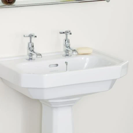 Heritage - Granley Deco 55cm 2TH Basin & Tall Pedestal 2 Heritage - Granley Deco 55cm 2TH Basin & Tall Pedestal - Image 2