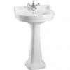 Burlington Edwardian Round Medium Basin and Regal Pedestal - Various Tap Hole Options