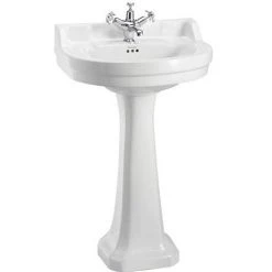 Burlington Edwardian Round Medium Basin and Regal Pedestal - Various Tap Hole Options
